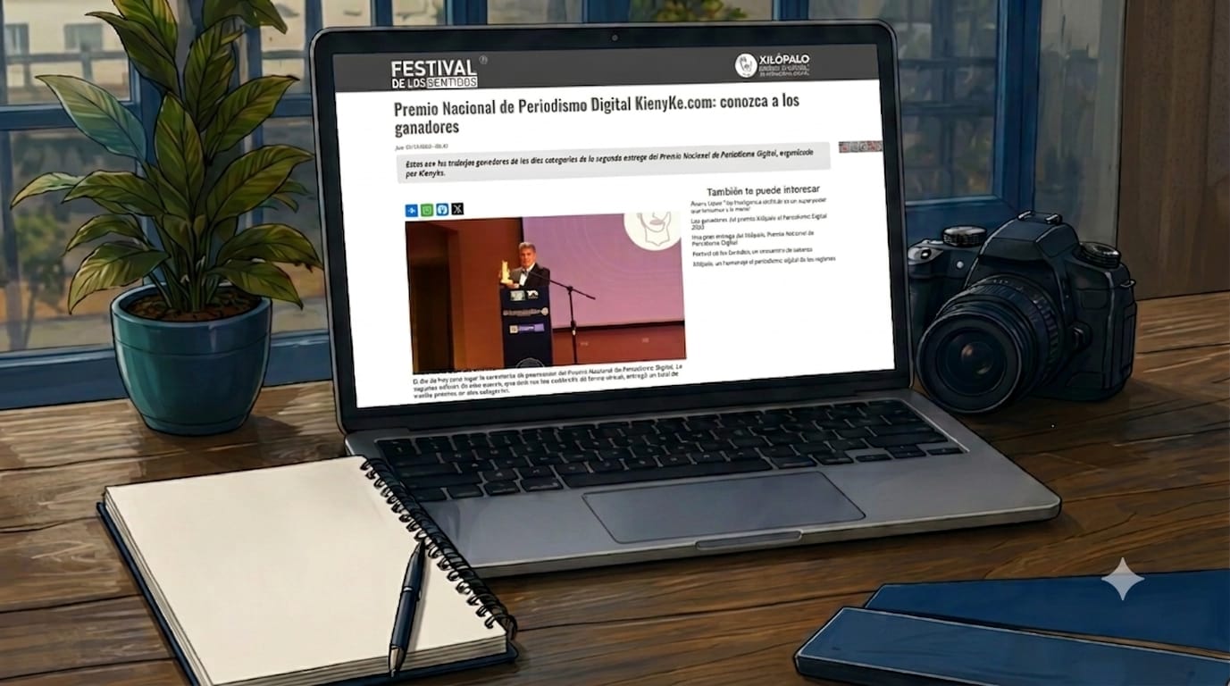 Laptop mostrando el reportaje Periodismo Digital
