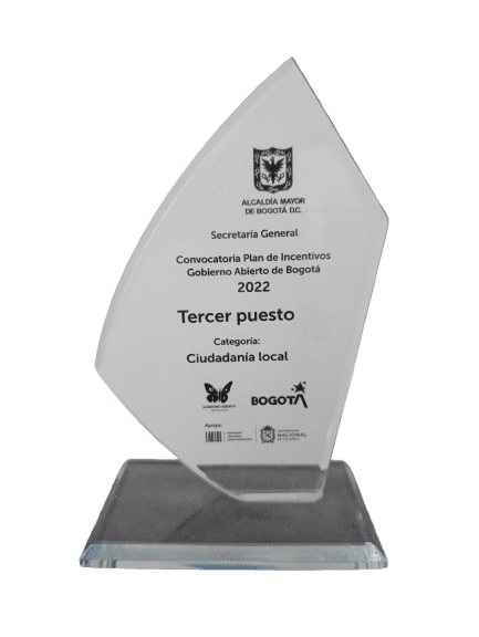 Trofeo Tercer puesto — Convocatoria Plan de Incentivos Gobierno Abierto de Bogotá 2022, categoría Ciudadanía Local